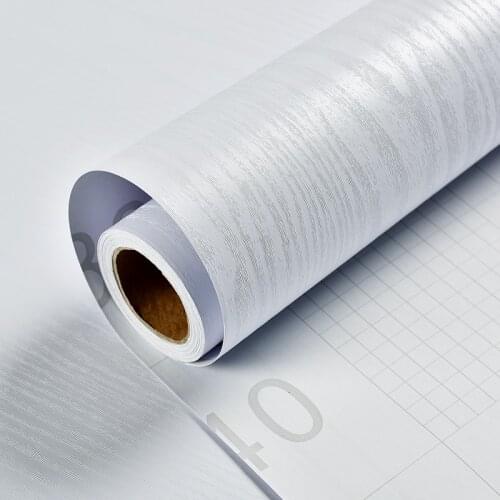 Wood White Wallpaper Self-adhesive Stickers Kitchen PVC Waterproof Decorative Film Cabinet Bedroom Wardrobe Furniture Renovation