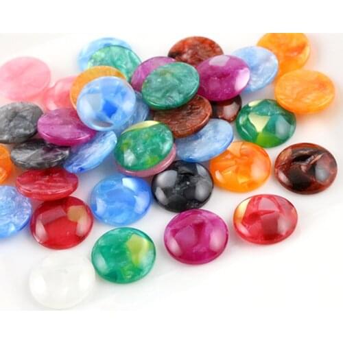 New Fashion 40pcs 12mm Mix Colors Built-in shell Flat back Resin Cabochons Cameo