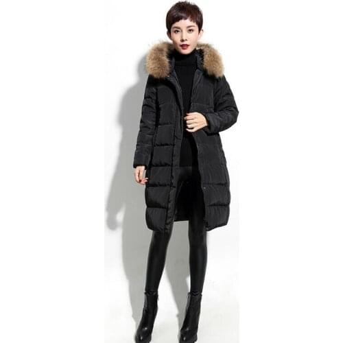 Slim Women Winter Down Coat Hooded Fur Trim Down jacket Winter Coat Thick Down Coat Plus Size