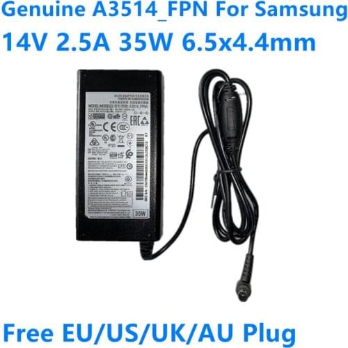 Genuine A3514_FPN 14V 2.5A 35W 6.5x4.4mm A3514_FPNA AC Adapter For Samsung S32F35FUC S24C570NL LCD MONITOR Power Supply Charger