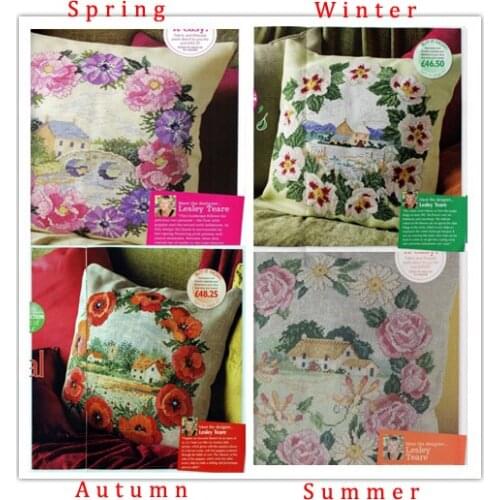 Top Quality Lovely Counted Cross Stitch Kit Cushion Pillow Pillowcase Spring Summer Autumn Winter Four Season Seasons