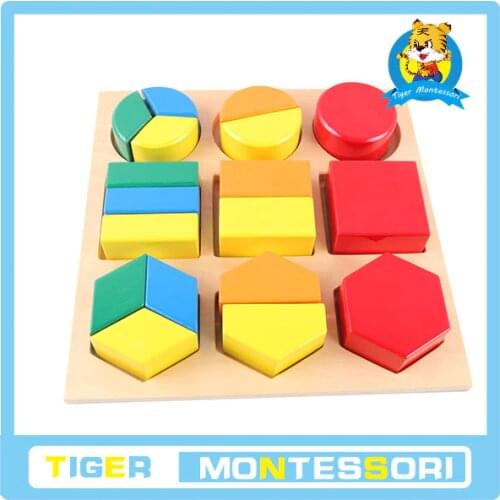 Professional montessori material wooden educational toy mathematics Assembly Geometric Shape Tray