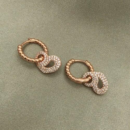 Rose Plated Cubic Zirconia Playing Cards Girl earrings