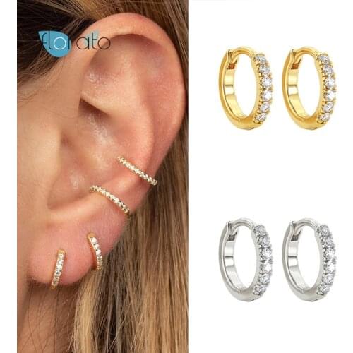 10mm/13mm 925 Sterling Silver Ear Buckle Hoop Earrings for Women CZ Cartilage Earrings Ear Buckle Simple Boho Classic Earrings