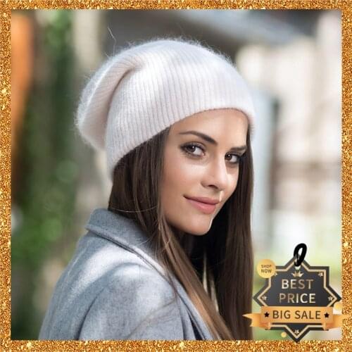 Winter Women Russion Hat Fashion Angora Rabbit Fur Caps For Girl Female Thick Warm Knitted Color Beanie Autumn Casquette Gift