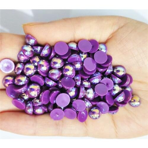 Deep Purple AB Half Round Pearl Rhinestone Crystal Non Hotfix Flat Back Rhinestones Trim Accessories for Nail Art Rhinestones