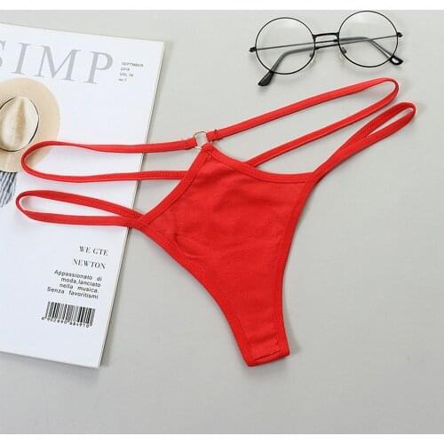 Thin Strap Hollow Panties Women Sexy G-String Cotton Soft Lingerie Low Rise Thong Breathable Female Underwear Solid Color Briefs