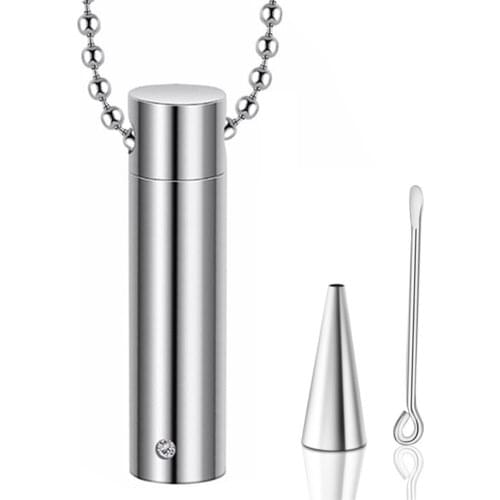 Unisex Stainless Steel Cylinder Crystal Memorial Urn Pendant Slide Screw Opens Necklace Jewelry Ash Holder Dropshipping