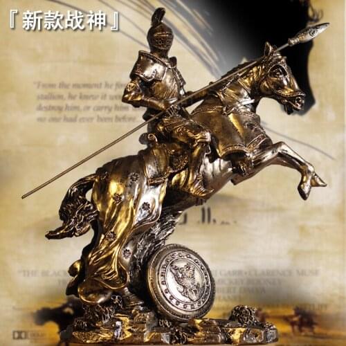 VINTAGE ABSTRACT ROMAN ARMOR WARRIOR RESIN SCULPTURE MEDIEVAL SAMURAI KNIGHT BATTLE HORSE STATUE HOME DECORATION ACCESSORIES