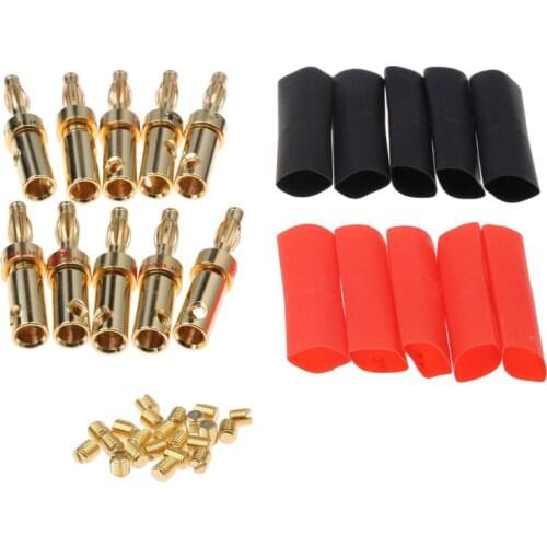 YT 20Pcs 4mm Red+Black Non-Insulated Banana Plug Connectors For Male Copper Banana Female Insulated Jack Plug Connector