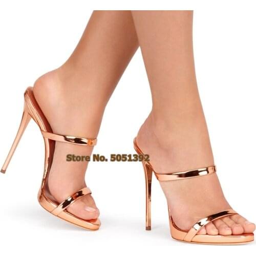 Women High Heel Sandals Thin Heel Gold Bling Bling Glittering Open Toe Champagne Slippers Summer Sexy Plus Size Dress Shoes