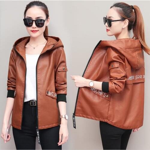 PU Large Size Leather Coat Women New 2021 Women Leather Jacket Short Slim Spring Autumn Motorcycle Jackets Female Coats Black