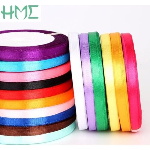 25 Yards/roll Ribbons High Quality Cheap Decorative Satin Ribbon 7mm width for DIY Box Bow Craft Decor Wedding Party Decoration