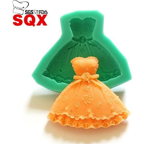 3D princess skirt Candy Mold Cake Decoration Mould Fondant Chocolate Silicone Baking Mold Fondant Cake Decorative Molds SQ15213
