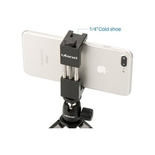 Ulanzi Phone Tripod Mount Adapter with Cold Shoe Handle Rig Phone Holder Mount Tripod Clip for iPhone X 8 7 Plus Samsung S8 S7