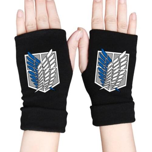 Anime Attack on Titan Half Finger Knitting Glove Wings of Liberty Cotton Half Finger Wrist Mittens Cosplay Prop Accessories Gift