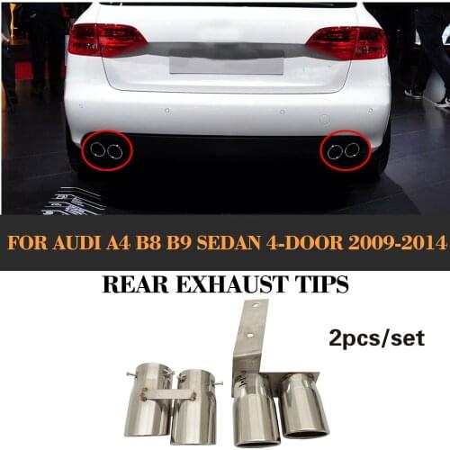 Car Exhaust Tips Muffler End Pipes for Audi A4 B8 B9 09-14 Non Sline Quad Exhaust Dual Outlet Exhaust Muffler Tips