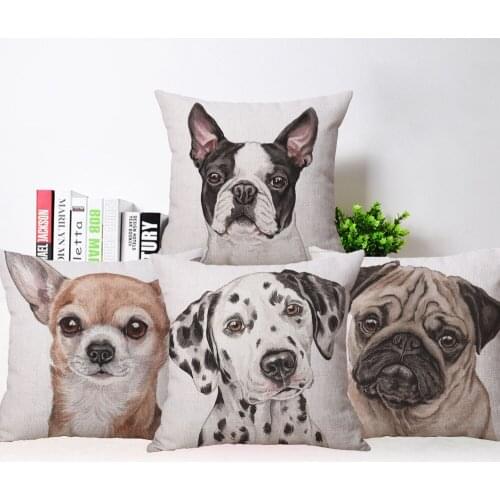Bulldog Boston Terrier Dachshund Cushion Cover Animal Posters Painting Pillowcase 45X45cm Bedroom Sofa Decor Pillows Case