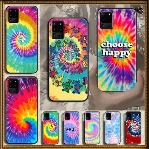 Art Tie Dye Colorful Phone case For Samsung Galaxy Note 4 8 9 10 20 S8 S9 S10 S10E S20 Plus UITRA Ultra black 3D cover silicone