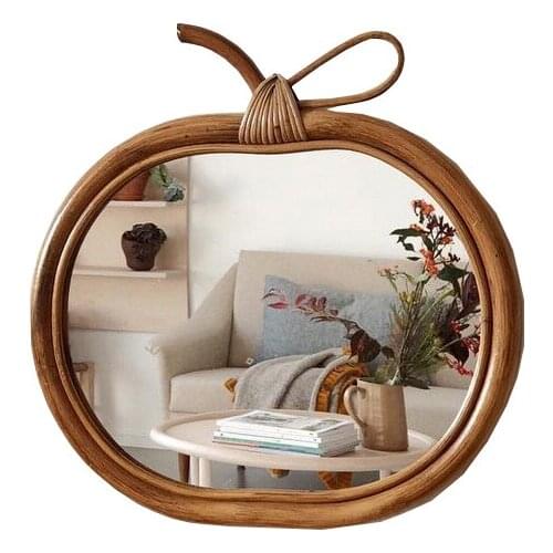 Creative Aesthetic Mirror Vintage Hanging Wall Dressing Mirror Rattan Minimalist Bohemia Miroir Mural Home Decoration EI50JZ