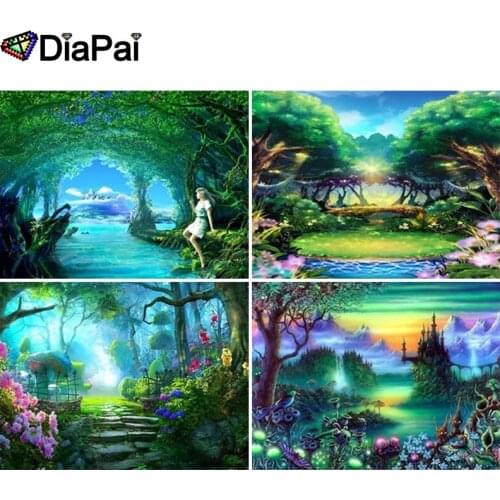 DIAPAI Diamond Painting 5D DIY 100% Full Square/Round Drill "Cartoon landscape girl" 3D Embroidery Cross Stitch Home Decor