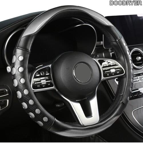 DOODRYER Carbon Fiber Leather Car Steering Wheel Cover For Skoda Octavia Kodiaq Rapid Fabia Yeti Karoq