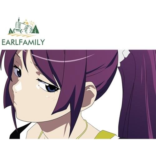 EARLFAMILY 13cm x 7.4cm for Bakemonogatari Hitagi Vinyl Car Stickers Personality Scratch-proof Waterproof Window Trunk Decal