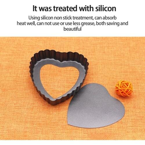 Muffin Cupcake Pans Non-Stick Tart Quiche Flan Pan Molds Pie Pizza Cake Mold Removable Loose Bottom Home Heart-shaped Bakeware
