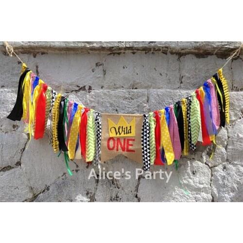 Hot Red Wild One Highchair Banner Baby 1st Birthday Party Garland Max Crown Bunting Baby shower Decorations Wild Things Hanging