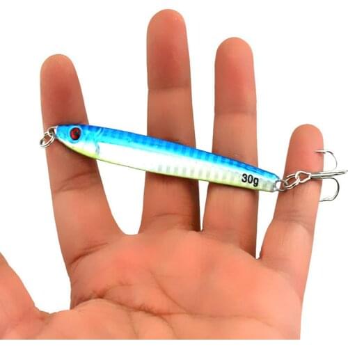 ILURE 30G 9.2CM Hard Metal Pencil Lure Treble Hook Artificial Spoon Bait Sea Fishing Tackle JIgging Wobbler Lures Tools