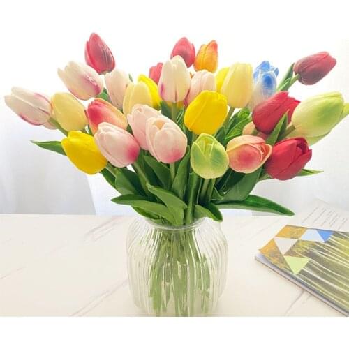 Artificial Flowers Garden Tulips Real Touch Flowers Tulip Bouquet Decor Mariage For Home Wedding Decorations Fake Flowers
