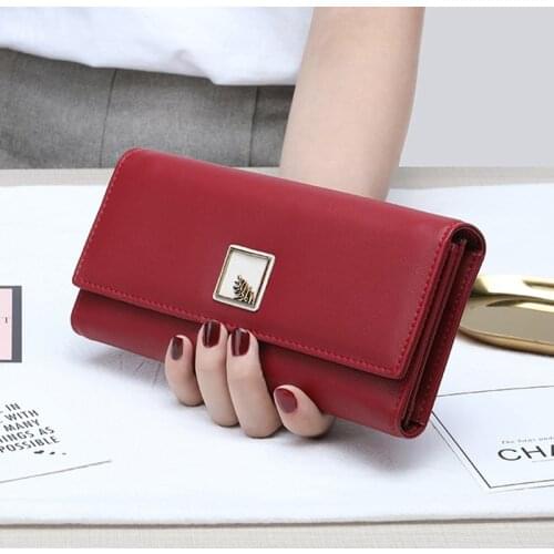 Brand New Women Wallets PU Leather Purse Long Phone Wallet Leaves Pouch Handbag For Women Coin Purse Card Holders Clutch