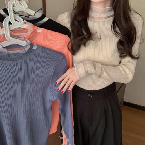 Lace Turtleneck Knitted Female Casual Pullover Women Autumn Winter Tops Korean Sweaters Fashion Women Sweater Jumper Knitwear