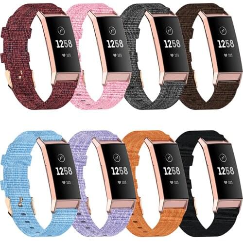 Nylon Woven Wristwatch Band Strap Replacement for Fitbit Charge 3/3 SE/4/4 SE Smart Watch Band With Plastic Head Tablets