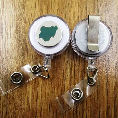 Nigeria ID Badge Reel gift for him/her friend family retractable recoil id badge holder work fun