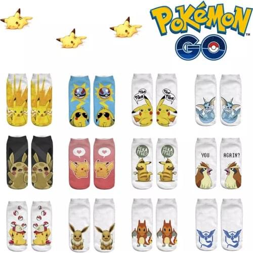 Pokemon anime socks Summer thin Pikachu Bulbasaur Charmander Squirtle Psyduck cartoon sock casual xxx boys and girls socks