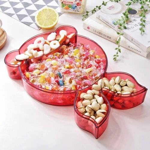 Plastic Fish-shaped Dried Fruit Snack Plates Random Color Transparent Candy Nut Storage Box With Lid