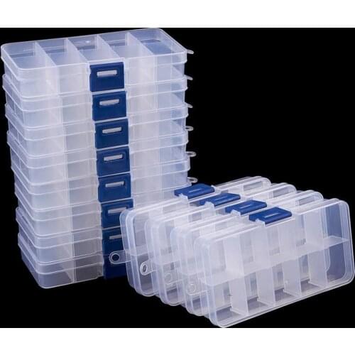 Plastic Storage Organizer Jewelry Box Compartment Adjustable Container for Beads Earring Box for Jewelry Rectangle Box Case