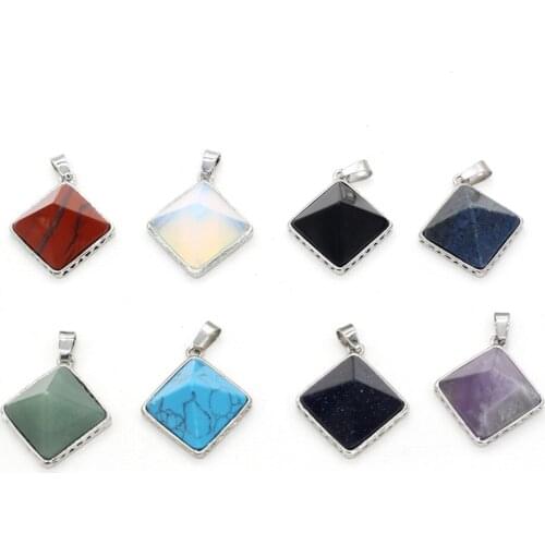 Natural Stone Pendants Exquisite Pyramidal Agates Crystals Amethysts Stone Charms For Jewelry Making Women Necklace Bracelet DIY