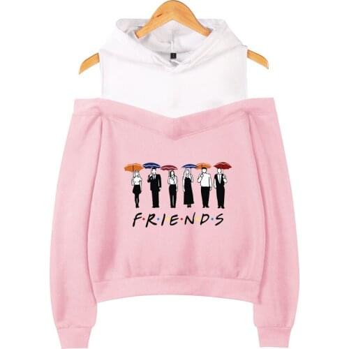 TV Friends Member Pop Fashion Warm Cozy Women Hoodies Sweatshirt Hip Hop Sexy Off Shoulder Hoodie Sportswear Teen Girls Clothing
