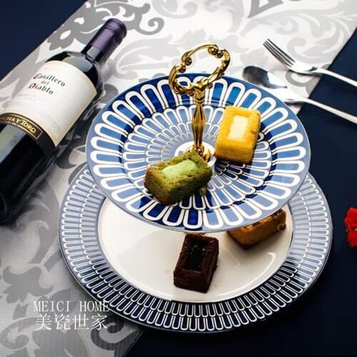 2 layer plate luxury bone china afternoon tea snack rack fruit plate fashion ceramic sweetheart disk household
