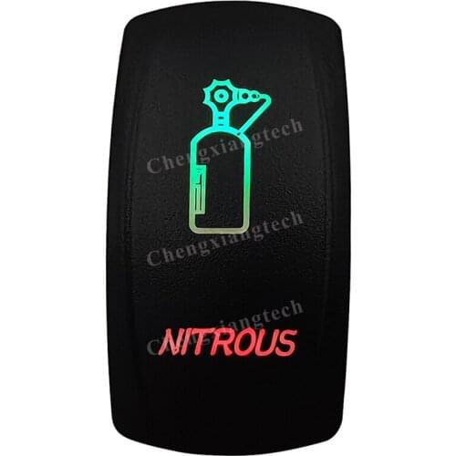Laser - NITROUS -Car Boat Green & Red Led On Off Rocker Switch Waterproof, Overload Protection, SPST, Truck Marine Caravan