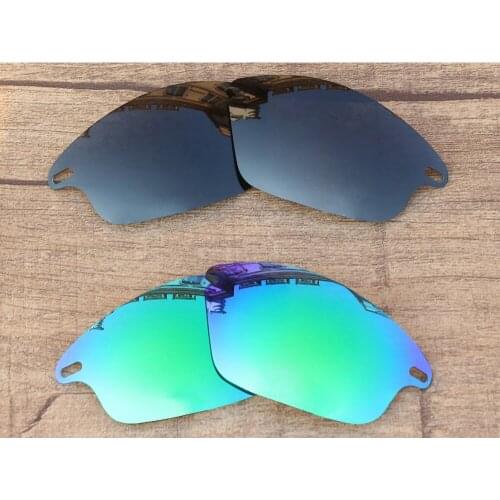 Vonxyz 2 Pairs Stealth Black & Jade Mirror Polarized Replacement Lenses for-Oakley Fast Jacket Frame
