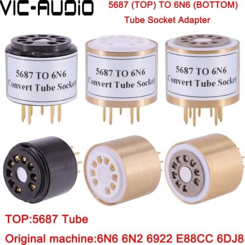 1PC 5687(Top) TO 6N6(6H6N)(Bottom) 9Pins TO 9Pins Tube DIY Audio Vacuum Tube Adapter Socket Converter Free Shipping