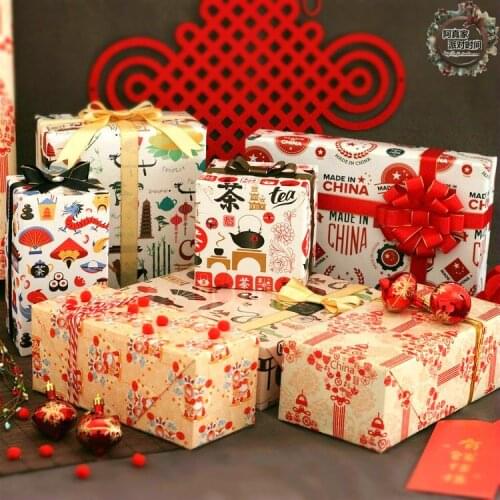 70*50cm 10 Sheets Chinese Style Spring Festival Gift Wrapping Paper Red Florist Supplies Wrapping Paper Home Decoration Paper