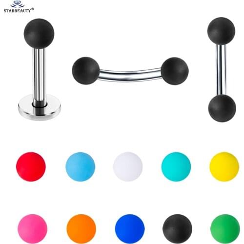 10Pcs 1.2x8mm 16G Rubber Painting Acrylic Ball Nose Ring Hoop Eyebrow Helix Tragus Piercing Cartilage Conch Ear Studs Jewelry
