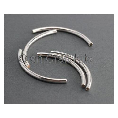300pcs big Silver Curved Tubes 50mm*3mm Silver Curved Bar Bead - Silver Plated Tube Bead - Thin Tube Bar Beads copper YO324