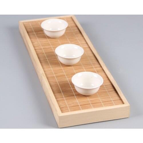 38cm*13cm bamboo tea tray household hotel bamboo tea cup holder tea stand mat make tea tools drain rack