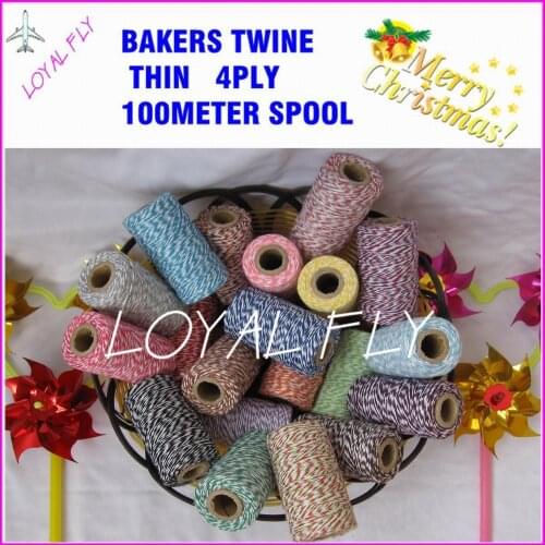 40pcs/lot Double color cotton twine thin 4ply 100m/spool,bakers twine,cotton color twine 22 kinds color wholesales