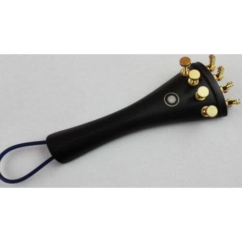 5 set High Quality 4/4 Ebony Violin Tailpiece fixed golden fine tuners Tail Gut